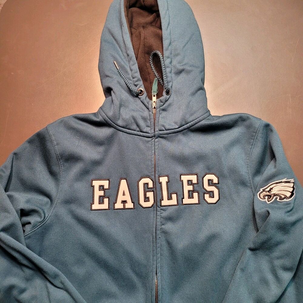 Philadelphia Eagles Medium NFL FANATICS Pro Line Green Sweatshirt Hoodie Zip Up